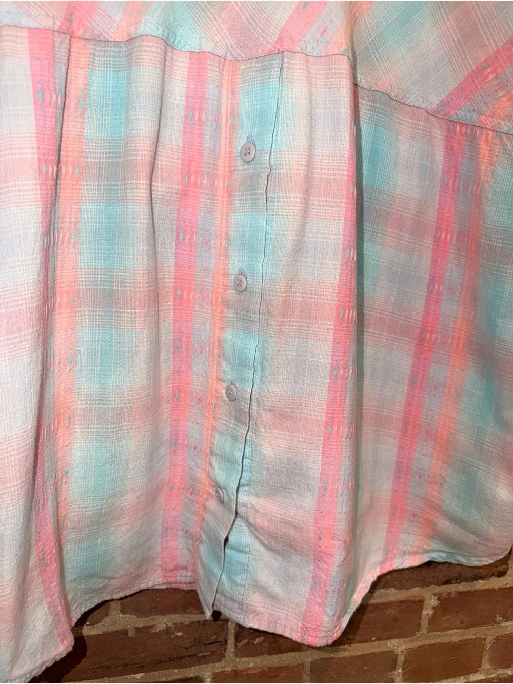 Pastel Pink & Mint Striped Button-Up Shirt